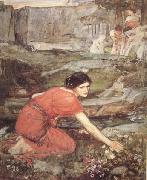 John William Waterhouse Study:Maiidens picking Flowers by a Stream (mk41) china oil painting reproduction